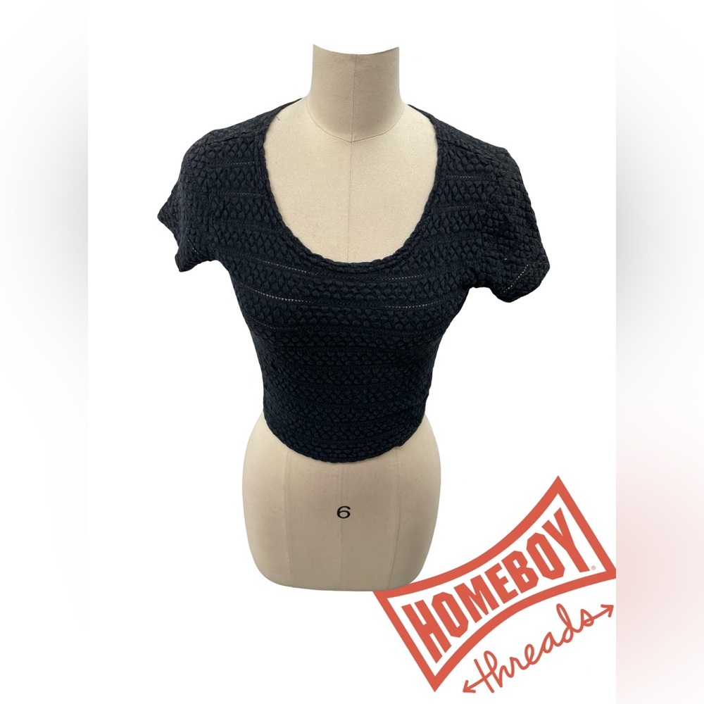Black Crochet Crop Top
